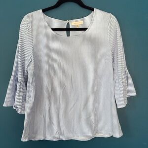 Skies Are Blue Light Blue Striped Blouse